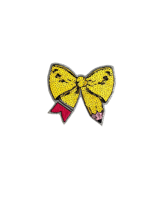 Sequined Teacher Pencil Bow