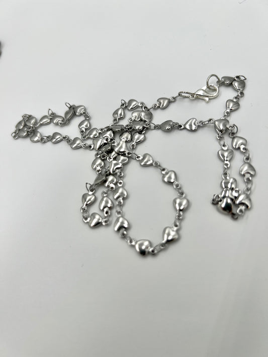 Solid Hearts Silver Chain