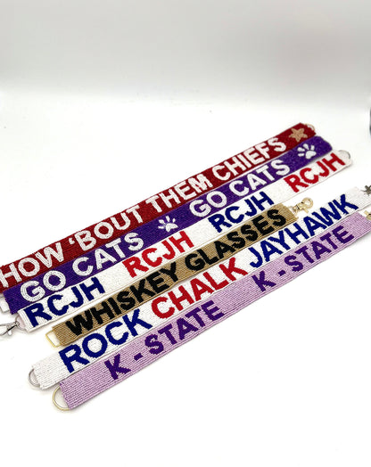 Rock Chalk Jayhawks beaded hat band