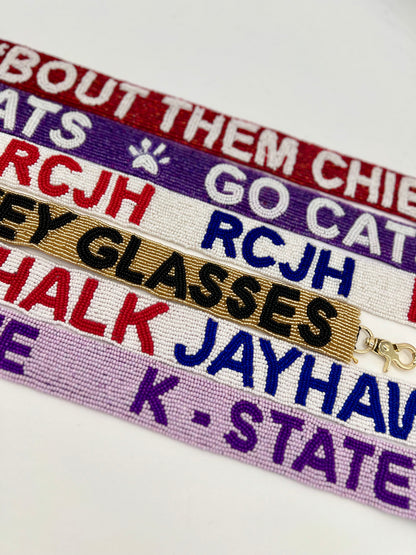 Rock Chalk Jayhawks beaded hat band