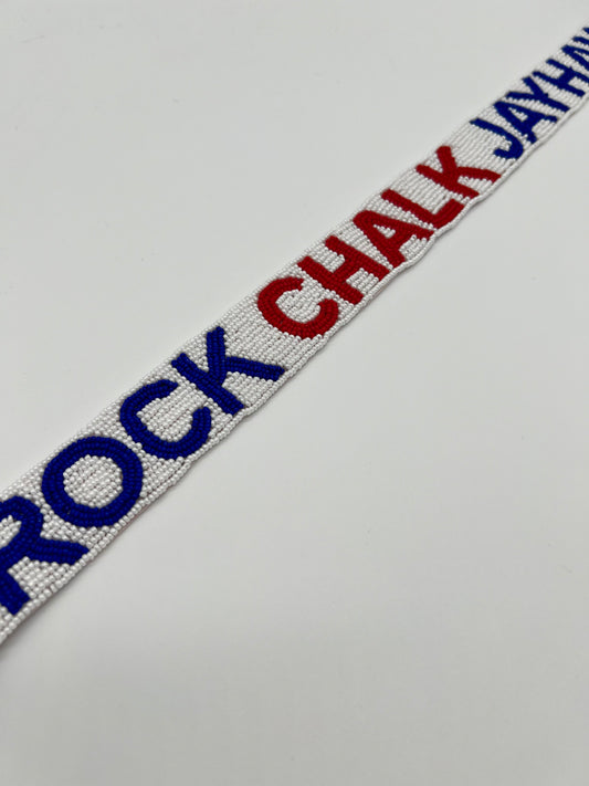 Rock Chalk Jayhawks beaded hat band